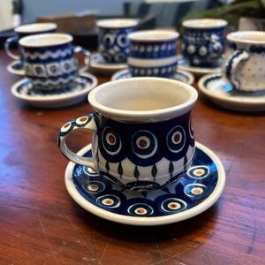 POLISH POTTERY 3 OZ ESPRESSO CUP & SAUCER